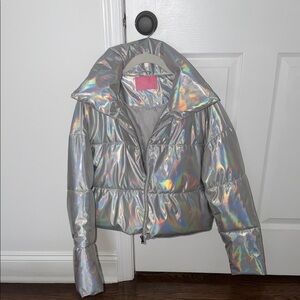 Holographic Silver Puffer Jacket